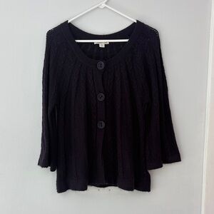 Black Knit Button Front Cardigan
